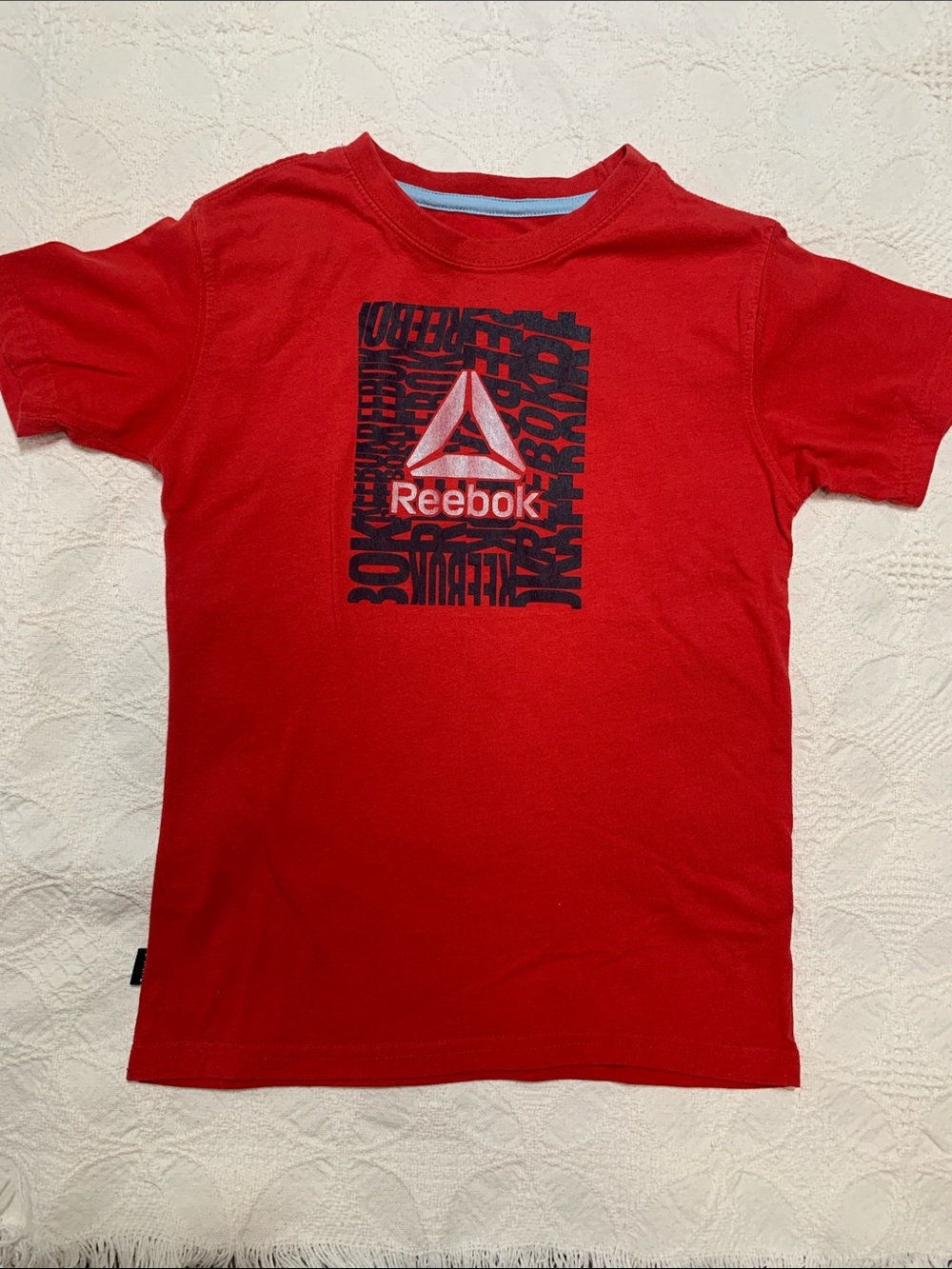 Reebok Red Kids Short Sleeve Tee with Navy Graphic